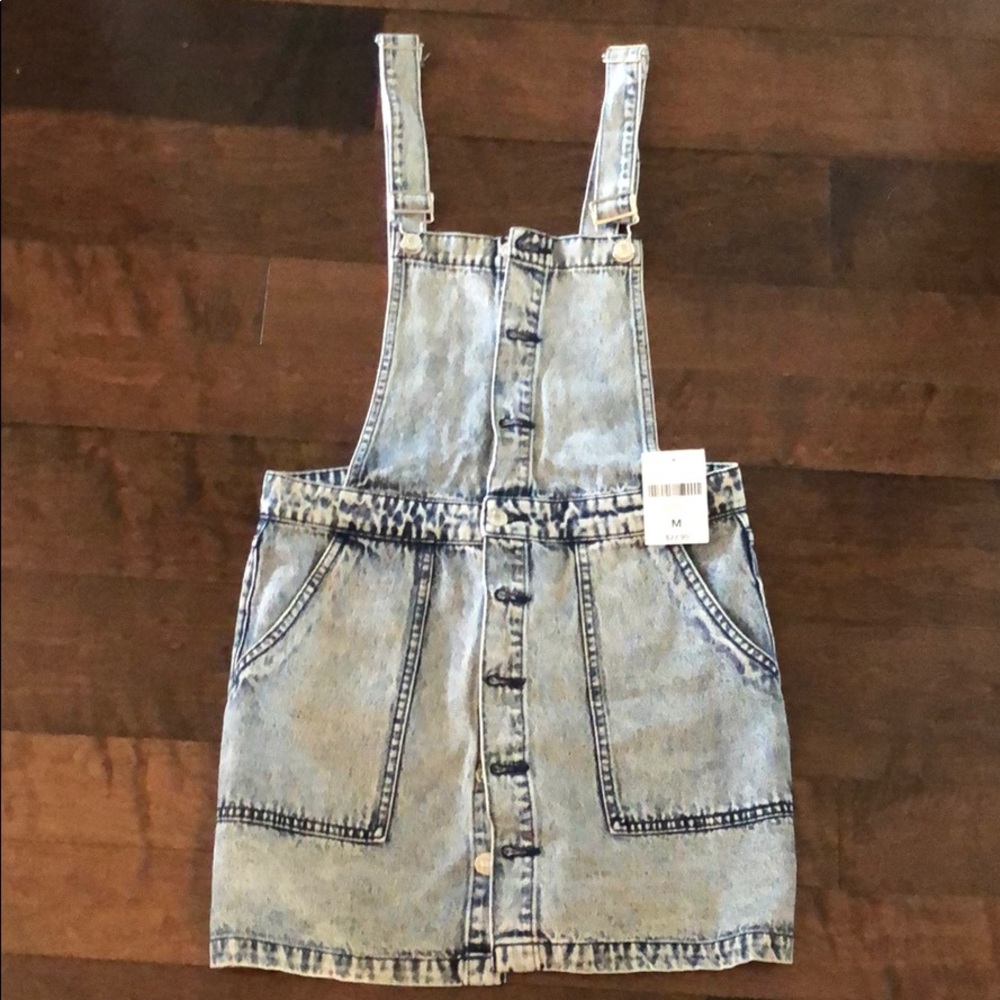 Denim overall mini dress